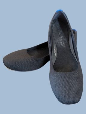 VGUC Rothy's The Max Square Toe Black Knit Ballet Flat Size 6 In Love Insoles